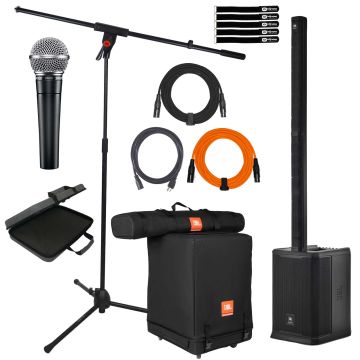 JBL PRX ONE Portable Column PA System with Shure SM58 Vocal Microphone