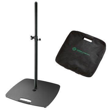 Konig & Meyer 26736 Black Steel Tube Distance Rod with Black 21.6" x 21.6" Steel Base Plate & Base Plate Carrying Case Package