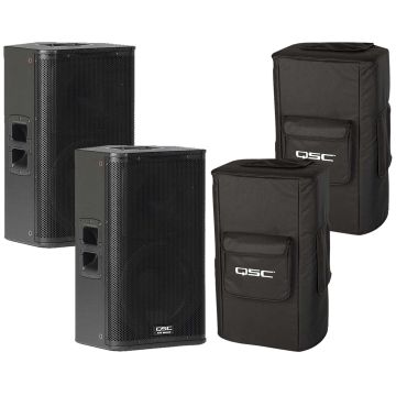 (2) QSC KW122 1000 Watt 2-Way Multipurpose Active Speakers with 12" Woofers & Covers Package