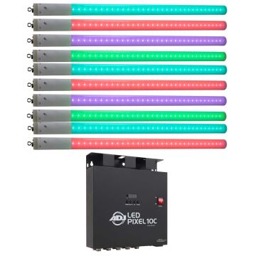(10) ADJ LED Pixel Tube 360 & ADJ LED Pixel 10C Pixel Tube Controller Package