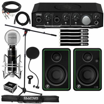 Mackie CR3-X 3" Monitor Speakers with Audio Interface & Marantz Mic