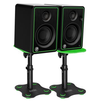 Mackie CR3-X 3" Monitors with Clutch Desktop Stands & Green Trim Kit