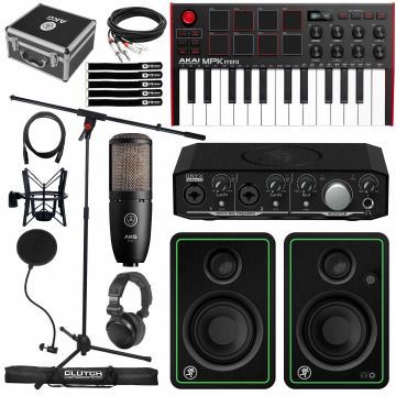 Mackie CR3-X Monitors with Onyx Producer 2-2 Interface & Akai Keyboard