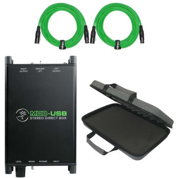 Mackie MDB Series MDB-USB Stereo Direct Box with Case & Green Cables