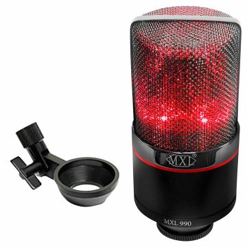 MXL 990 BLAZE LED Vocal Condenser Microphone with Mic Stand Clip