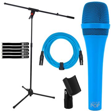 MXL POP LSM-9 Blue Dynamic Vocal Hand-Held Microphone with Boom Stand