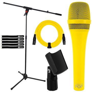 MXL POP LSM-9 Yellow Vocal Hand-Held Microphone with Boom Stand