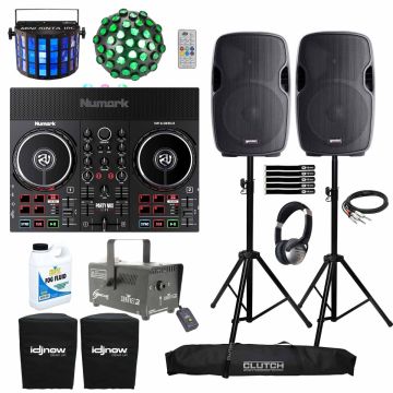 Numark Party Mix Live Controller with 15" Active Speakers & Lighting Effects Package
