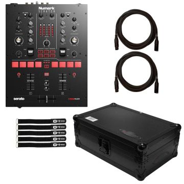 Numark Scratch 2-channel 24-bit Serato DJ Pro Mixer with Odyssey Black Universal 10" Case Package