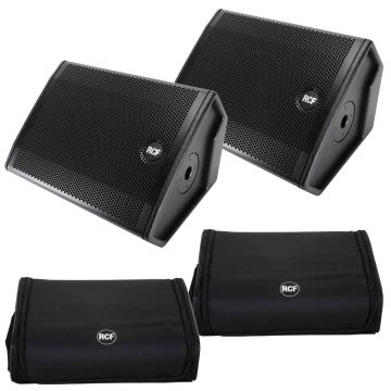 RCF NX 12-SMA Active Coaxial Stage Monitor Speakers & Protective Covers Pair Package