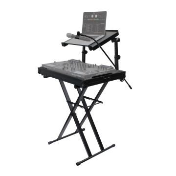 Odyssey LTBXS2MTCP X-Stand Combo Pack Dual Tier Heavy-Duty Folding Stand with Microphone Boom and Laptop / Gear Shelf