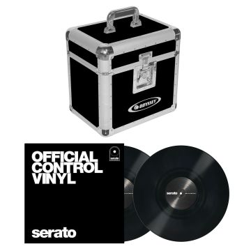 Odyssey KLP1BLK Black Krom LP/Utility Case with Serato Black 12” Control Vinyl Package