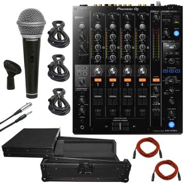 Pioneer DJ DJM-750MK2 4-Channel Mixer with club DNA with Microphone & Black Case Package