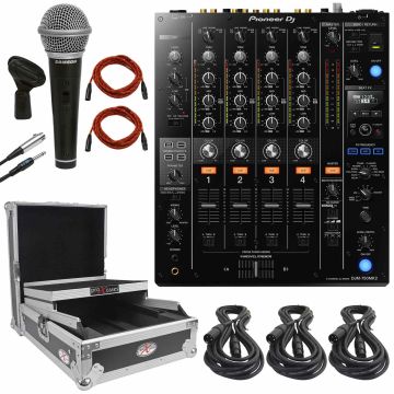 Pioneer DJ DJM-750MK2 4-Channel Mixer with club DNA with Microphone & Case Package