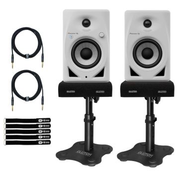 Pioneer DJ DM-40D-BT-W 4" White Bluetooth Monitors with Desktop Stands