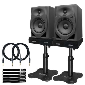 Pioneer DJ DM-50D/CMXEG Black Monitors with Desktop Monitor Stands