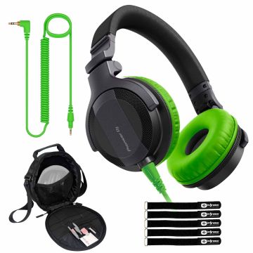 Pioneer DJ HDJ-CUE1 DJ Headphones with Green Ear Pad Accessories