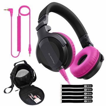 Pioneer DJ HDJ-CUE1 DJ Headphones with Pink Ear Pad Accessories