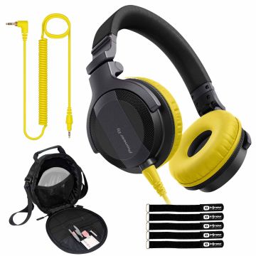 Pioneer DJ HDJ-CUE1 DJ Headphones with Yellow Ear Pad Accessories