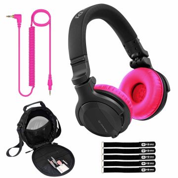 Pioneer DJ HDJ-CUE1BT Black Wireless Headphones with Pink Ear Pads