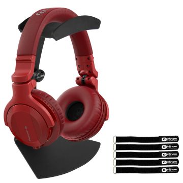 Pioneer DJ HDJ-CUE1BT Red Bluetooth Headphones with Desktop Stand