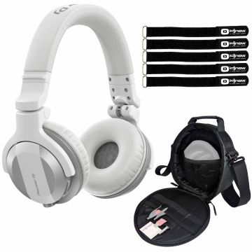 Pioneer DJ HDJ-CUE1BT White Bluetooth Headphones with Gear Bag