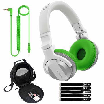 Pioneer DJ HDJ-CUE1BT White Wireless Headphones with Green Ear Pads