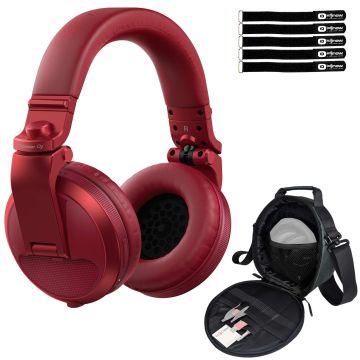 Pioneer DJ HDJ-X5BT Red Bluetooth Wireless DJ Headphones with Gear Bag