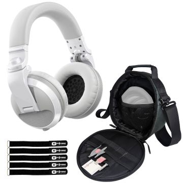 Pioneer DJ HDJ-X5BT White Bluetooth Headphones with Headphone Gear Bag