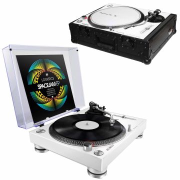 Pioneer PLX-500 High-Torque Direct Drive Turntable (white) with ProX Black Turntable Case