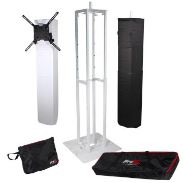 ProX Flex Totem TV White Adjustable Stage Totem with TV Mount & Scrims Main