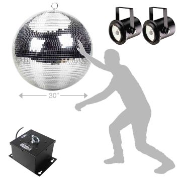 ProX MB-30 30" Mirror Ball with Mounting Motor & Pinspot Lights