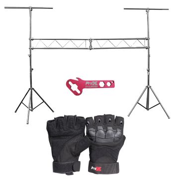 ProX T-LS31M 10FT Mobile DJ Lighting Truss System with Black Gloves
