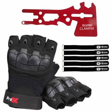 ProX X-Gripz Hard Knuckle Fingerless Gloves with Utility Tool