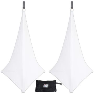 ProX X-SP3SC-WX2 Three Sided White Lycra Speaker Stand Cover Scrim (Pair)
