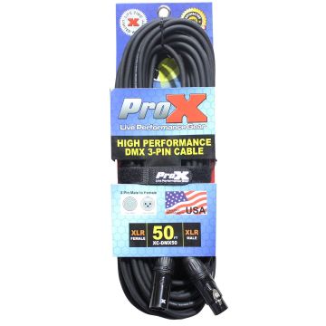 ProX XC-DMX50 50 Ft. DMX XLR3-M to XLR3-F High Performance Cable