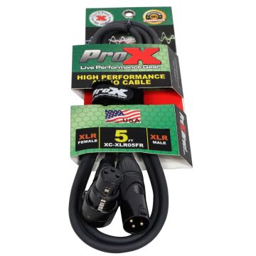 ProX XC-XLR05FR 5 FT Balanced Right-Angle XLR-F to XLR-M Audio Cable