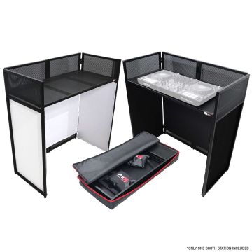 ProX XF-VISTA BL VISTA Black DJ Booth Facade Table Station with Scrim