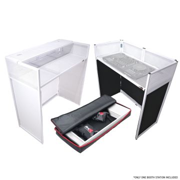 ProX XF-VISTA WH VISTA White DJ Booth Facade Table Station with Scrim Main