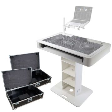 ProX XZF-DJCT-W-CASE White Control Tower Booth Podium Stand & Travel Cases
