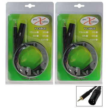 ProX 25FT 3.5mm TRS to XLR-M Balanced High Performance Audio Cables [XC-MXM25] Duo Package