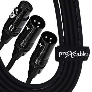 ProX 6" XLR-F to Dual XLR-M High Performance Audio Y Cable [XC-YXF] Close Up 3