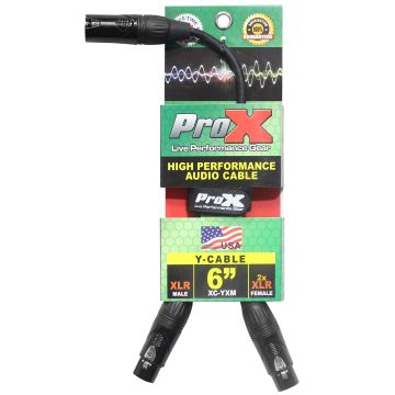 ProX 6" XLR-M to Dual XLR-F High Performance Audio Y Cable [XC-YXM] Front