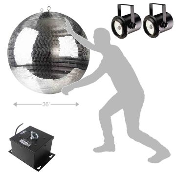 ProX MB-36 36" Mirror Ball with Mounting Motor & Pinspot Lights