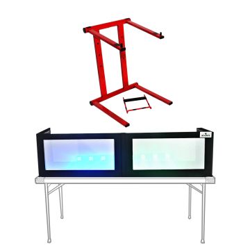 ProX T-LPS600B Foldable Portable Red Laptop Stand with Carry Bag and Black Lycra LED DJ Facade Package