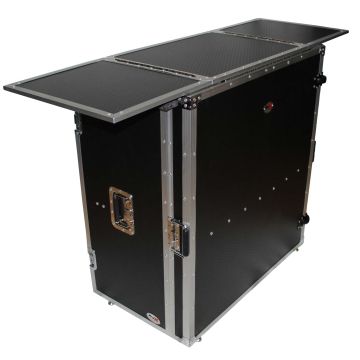 ProX XS-DJSTN Fold Away DJ Performance Desk Facade with Wheels, Silver on Blacks small image