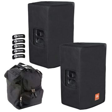 (2) JBL Bags PRX815W-CVR Deluxe Padded PRX815W Speaker Covers Bundle with Reusable Cable Ties & Universal Utility Bag