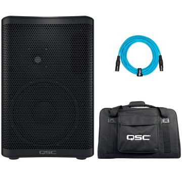 QSC CP8 CP Series 1000 Watt Compact 8" Powered Loudspeaker with CP8 Tote Padded Tote Bag Package