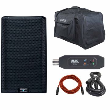 QSC K12.2 12" Two-Way Powered Speaker with Tote & Receiver Package
