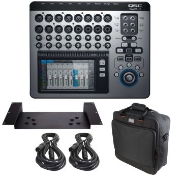 QSC TouchMix-16 Compact Digital Mixer with Mounting Kit & Carry Bag Package